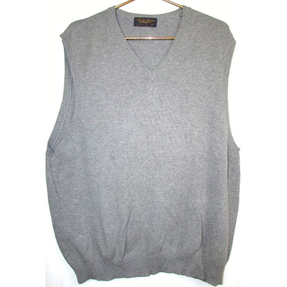 Brooks Brothers Mens Vest V Neck Pullover 100%‎ Supima Cotton Size XL Gray